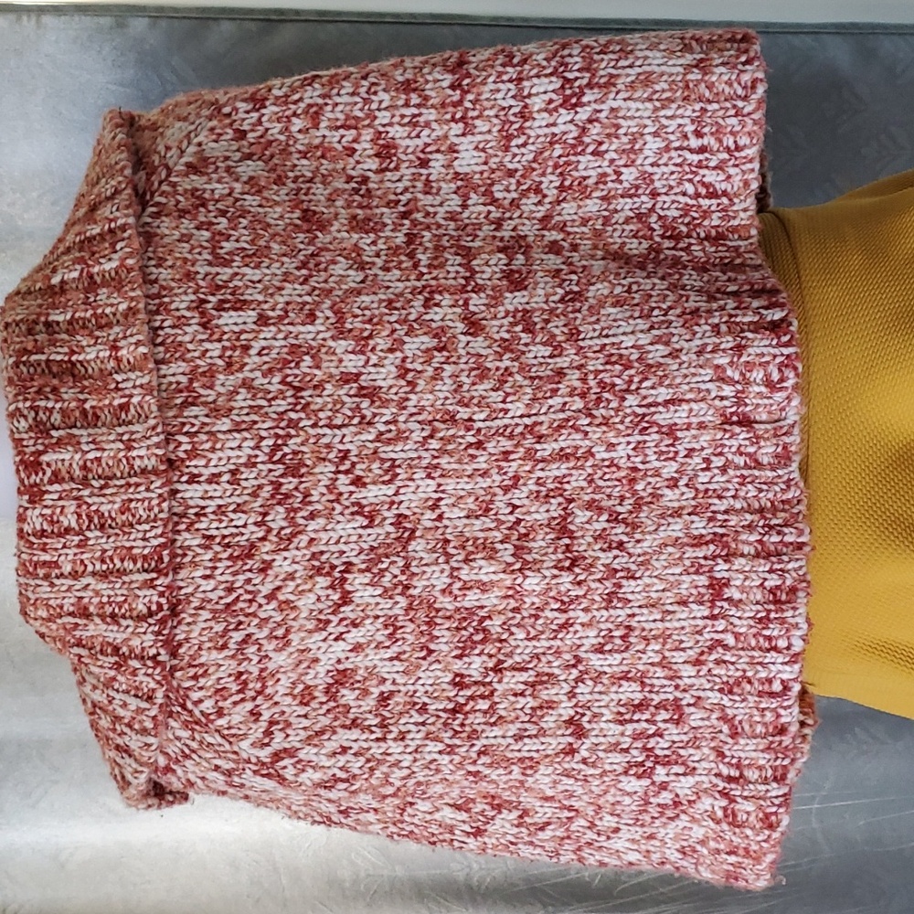 Ann Taylor Loft Cape shawl Orange/ White Sz.M/L . - Picture 2 of 8